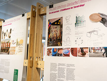 Student work displayed on a board