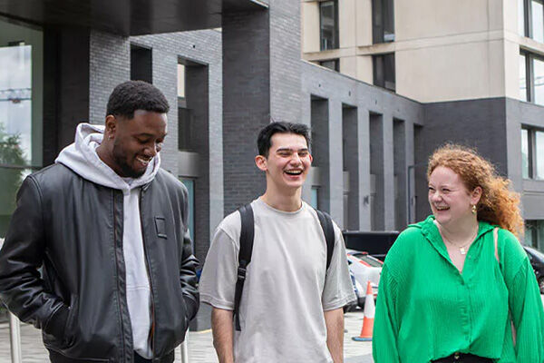 Students outside University Locks accommodation
