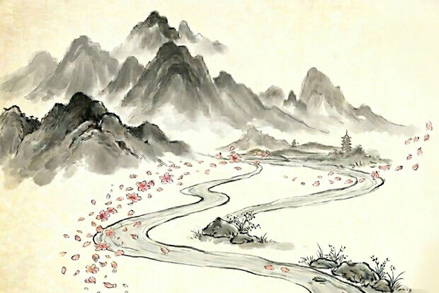 Chinese watercolour landscape