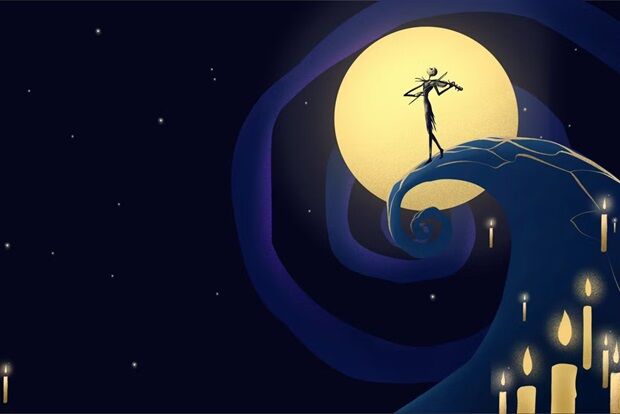 Stylised portrait of Tim Burton filmography