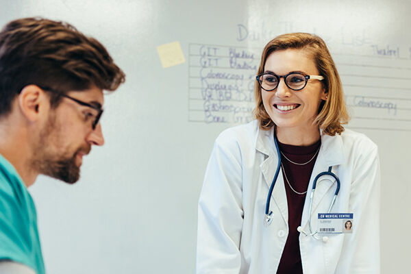 Healthcare professionals consulting