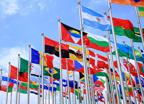 A variety of flag poles