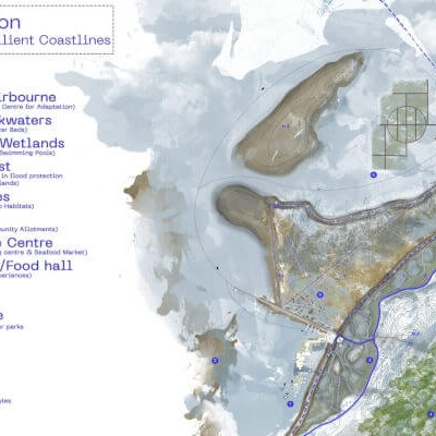 A labelled map of a coastline