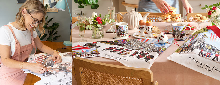 Victoria Eggs smiling holding up the Liberty Advent Calendar she designed