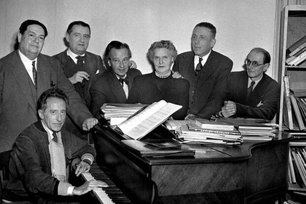 Photograph of the six early 20th c French composers known as 'Les Six'.