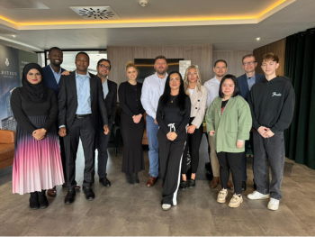 (L-R) Dr Shahreen Bashir, Dr Danstan Chiponde, Roy Milanzi, Dr Saeed Talebi, Stephanie Wellington, Alex Neale, Ria Curtis, Libbie Hall, Thomas Taylor, Dr Paige Tien, Professor Nick Morton, Jack McGowan