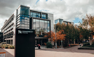 External shot of city south campus buildings.