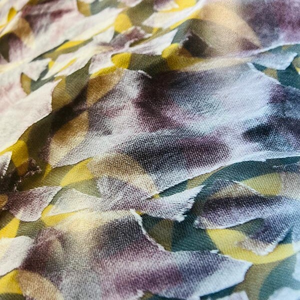 Yellow and red faded fabric print from MA Textile and Surface Design