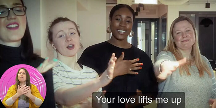 Students performing Your Love Lifts Me Up community project